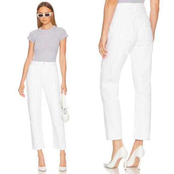 AGOLDE Cargo-Jeans Cooper Straight Leg High Rise Relaxed Milkshake Wash Size 31 - Picture 1 of 16